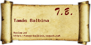 Tamás Balbina névjegykártya